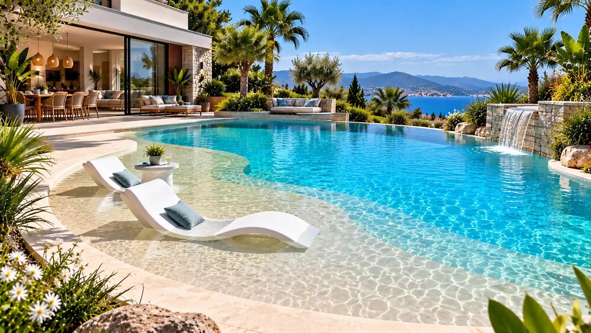 Piscine avec plage immergée