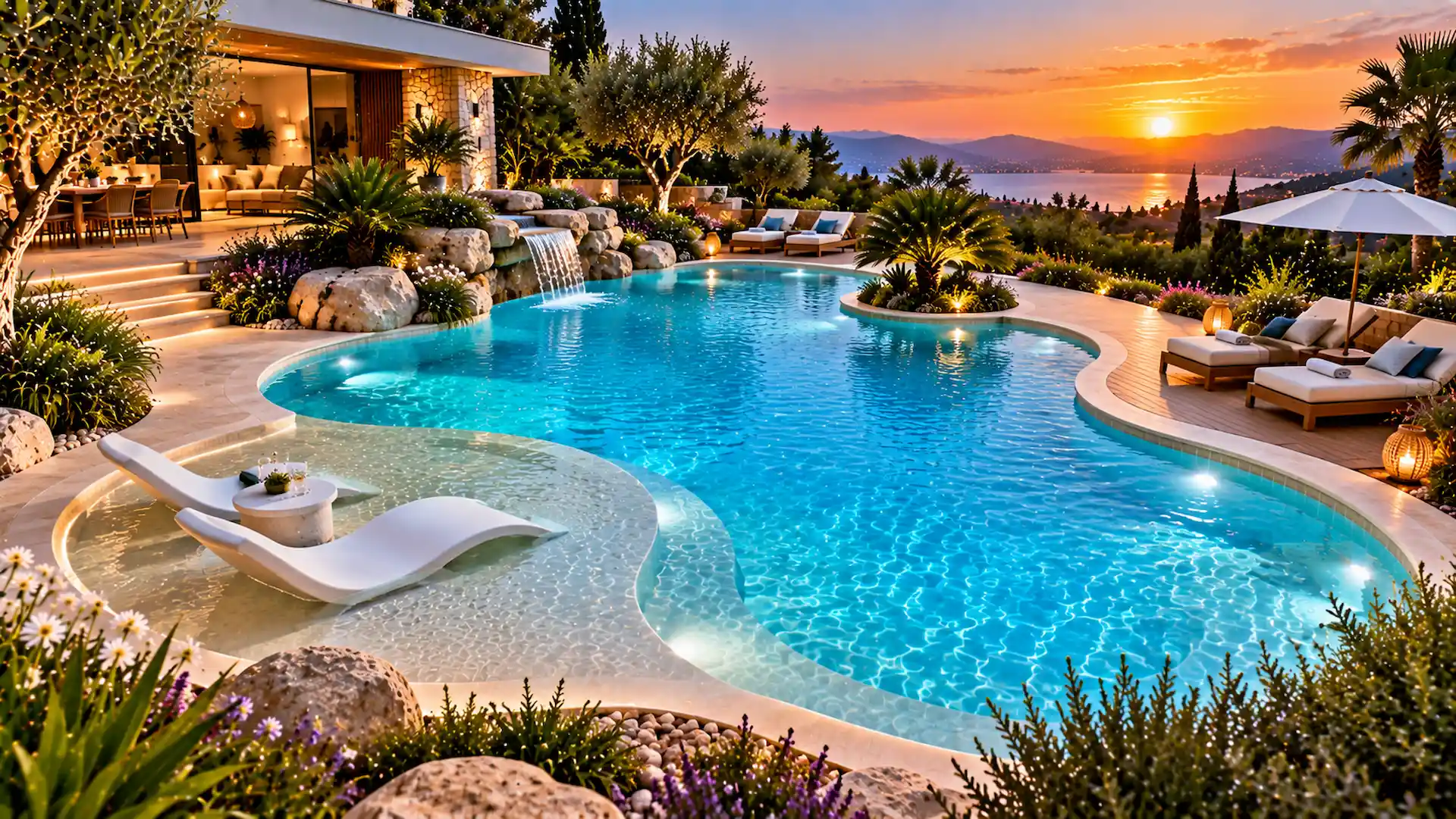 Piscine forme libre