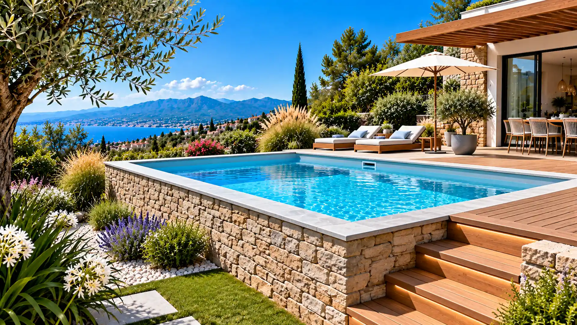Piscine semi-enterrée