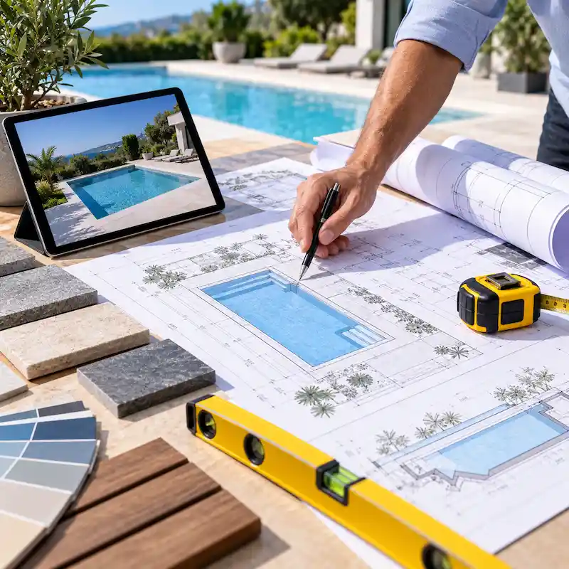 Étude technique et plan d’implantation pour une piscine coque